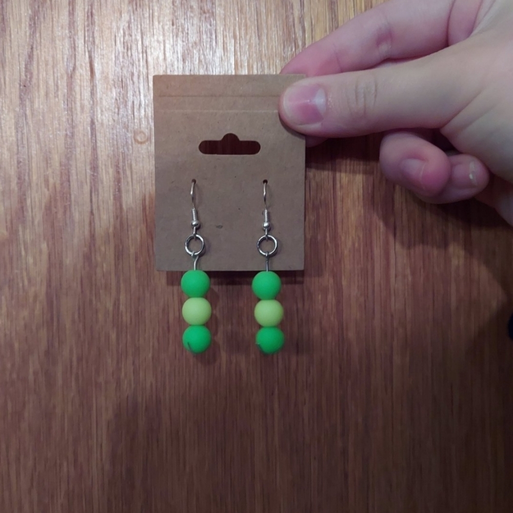 Handmade green and yellow earrings